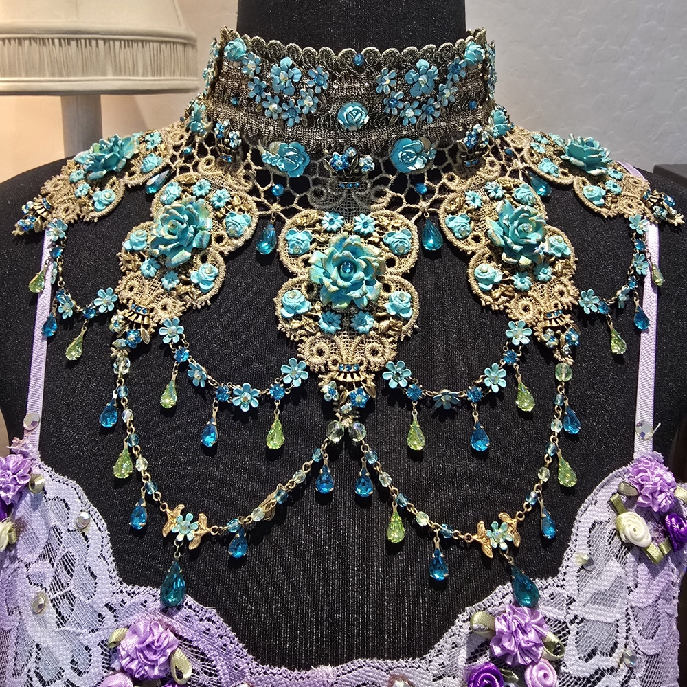 Michal Negrin Turquoise and Gold Statement Necklace - Very RARE